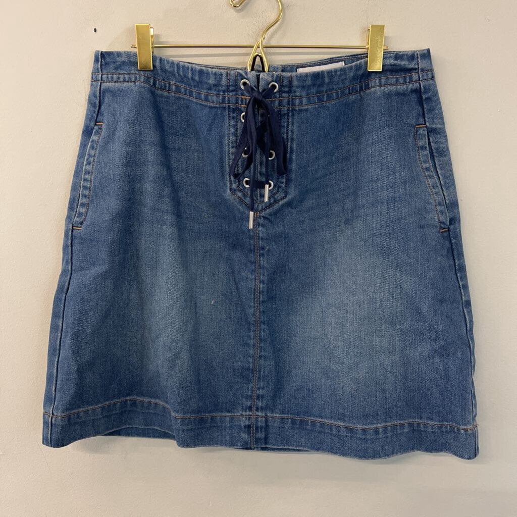 Loft Medium Wash Lace Up Front Skirt 10