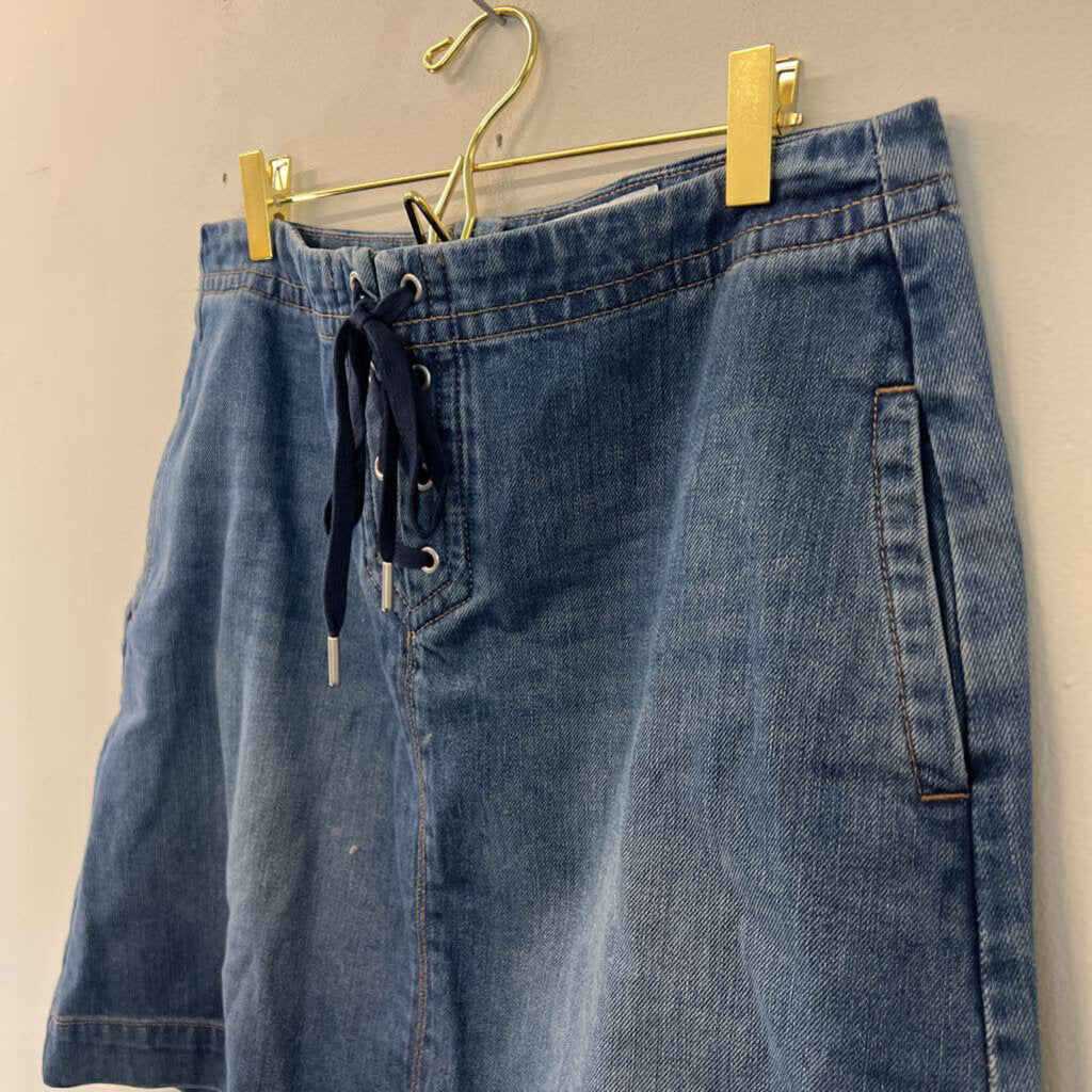 Loft Medium Wash Lace Up Front Skirt 10