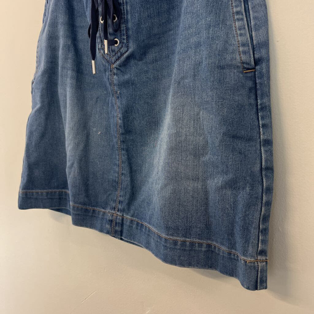 Loft Medium Wash Lace Up Front Skirt 10
