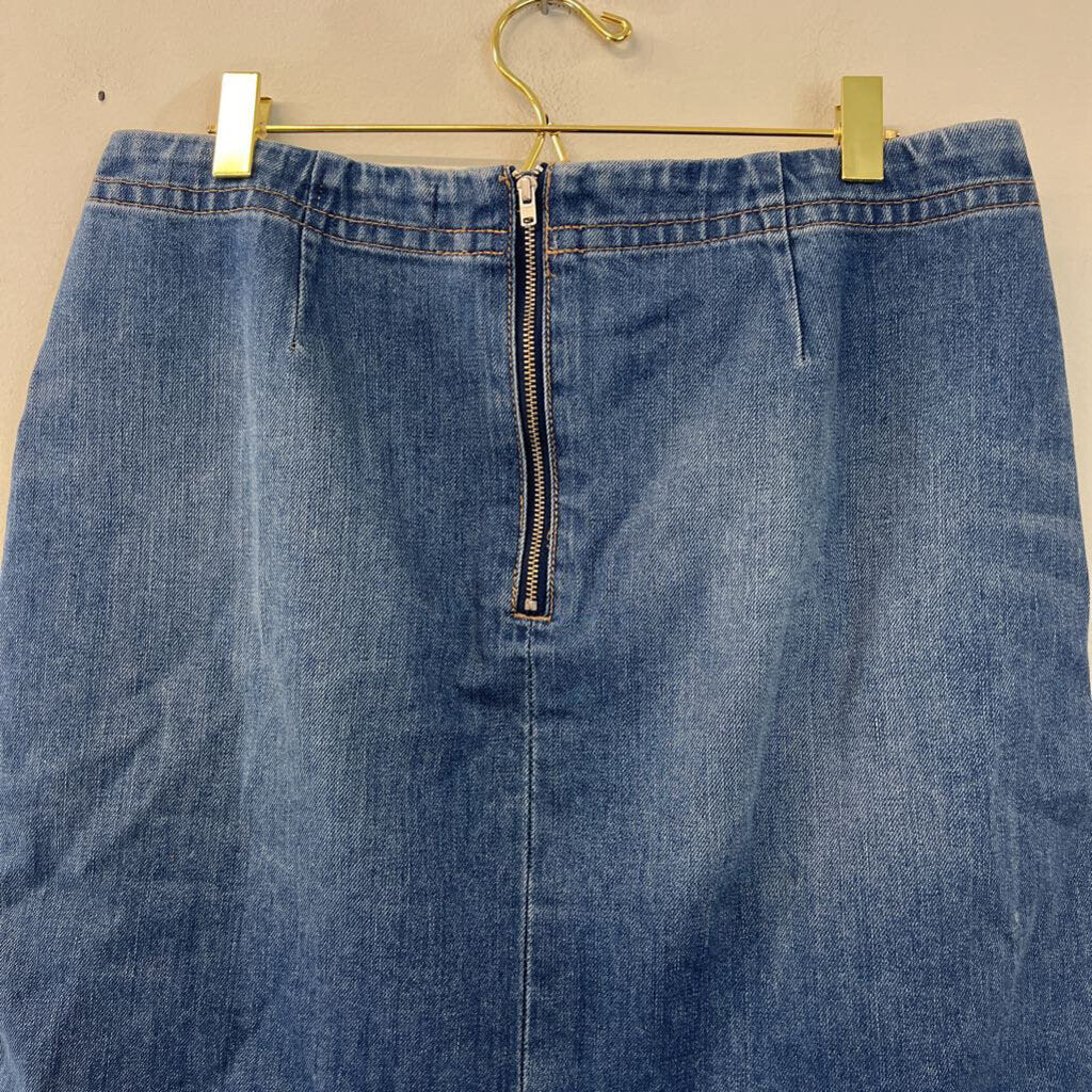 Loft Medium Wash Lace Up Front Skirt 10