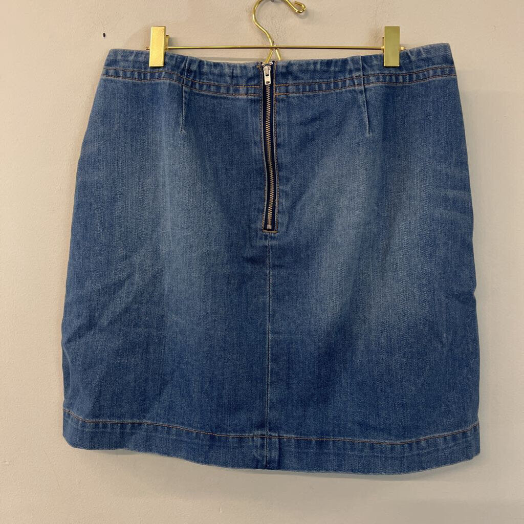 Loft Medium Wash Lace Up Front Skirt 10