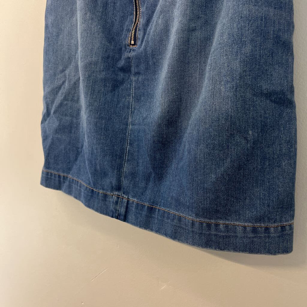Loft Medium Wash Lace Up Front Skirt 10