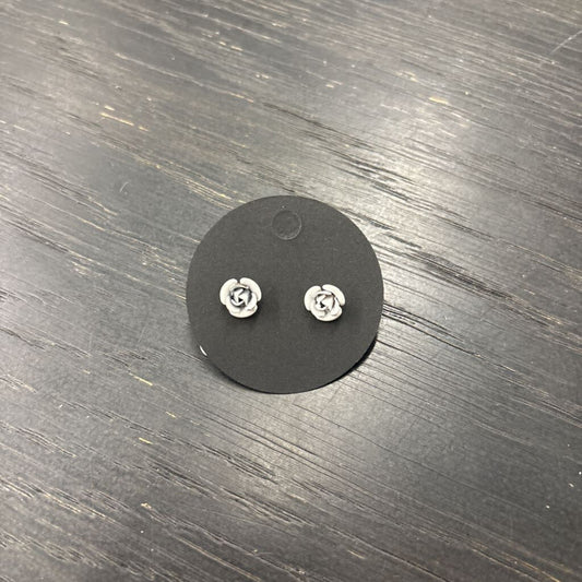 White Rose Stud Earrings