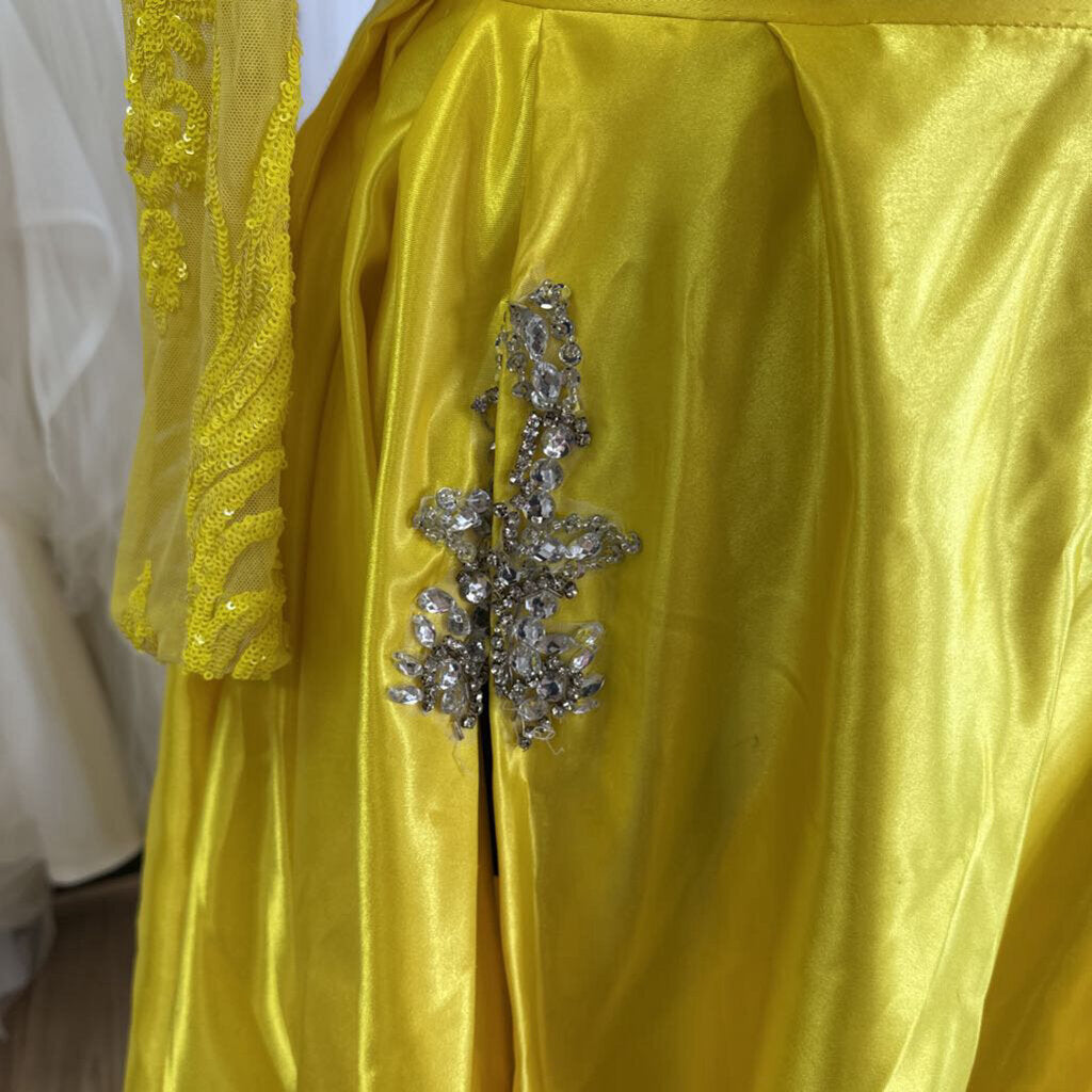 Yellow Three Piece Long Sleeve Long Formal Extra Large