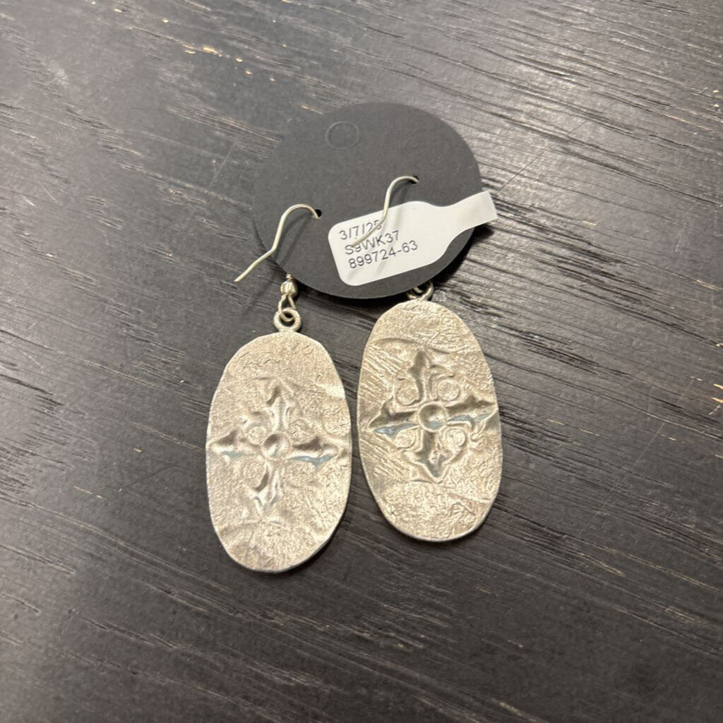 Silver/ Blue Metal Drop Earrings