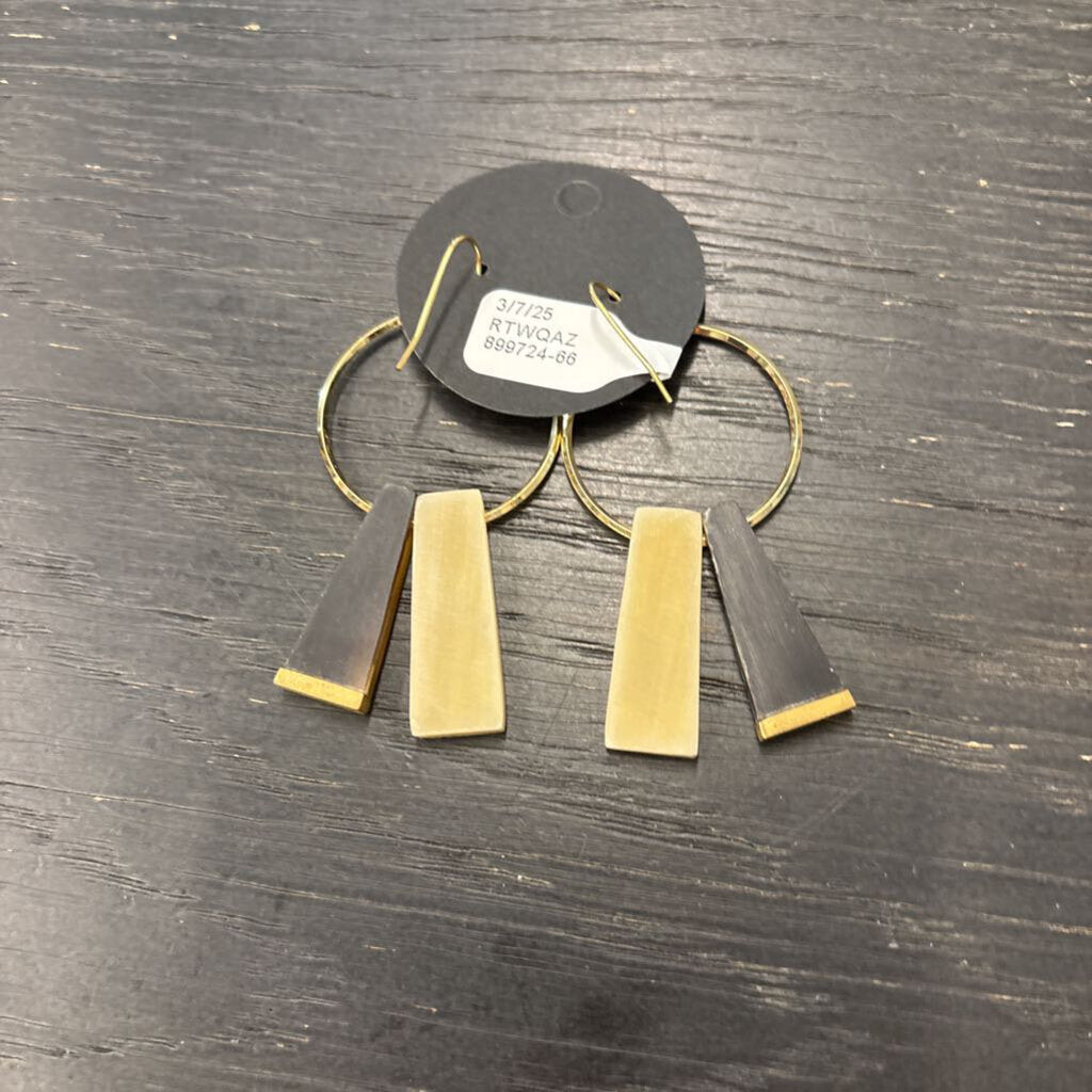 Gold/ Stone Circle Drop Earrings