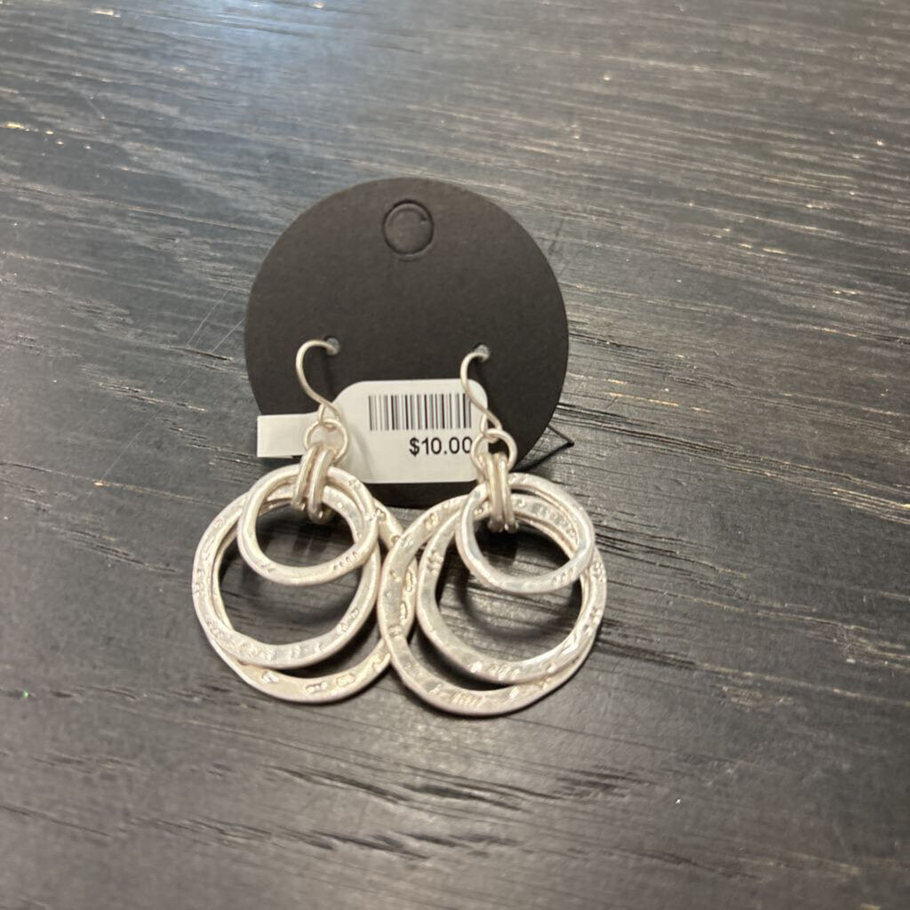 Silver Layered Circle Drop Earrings