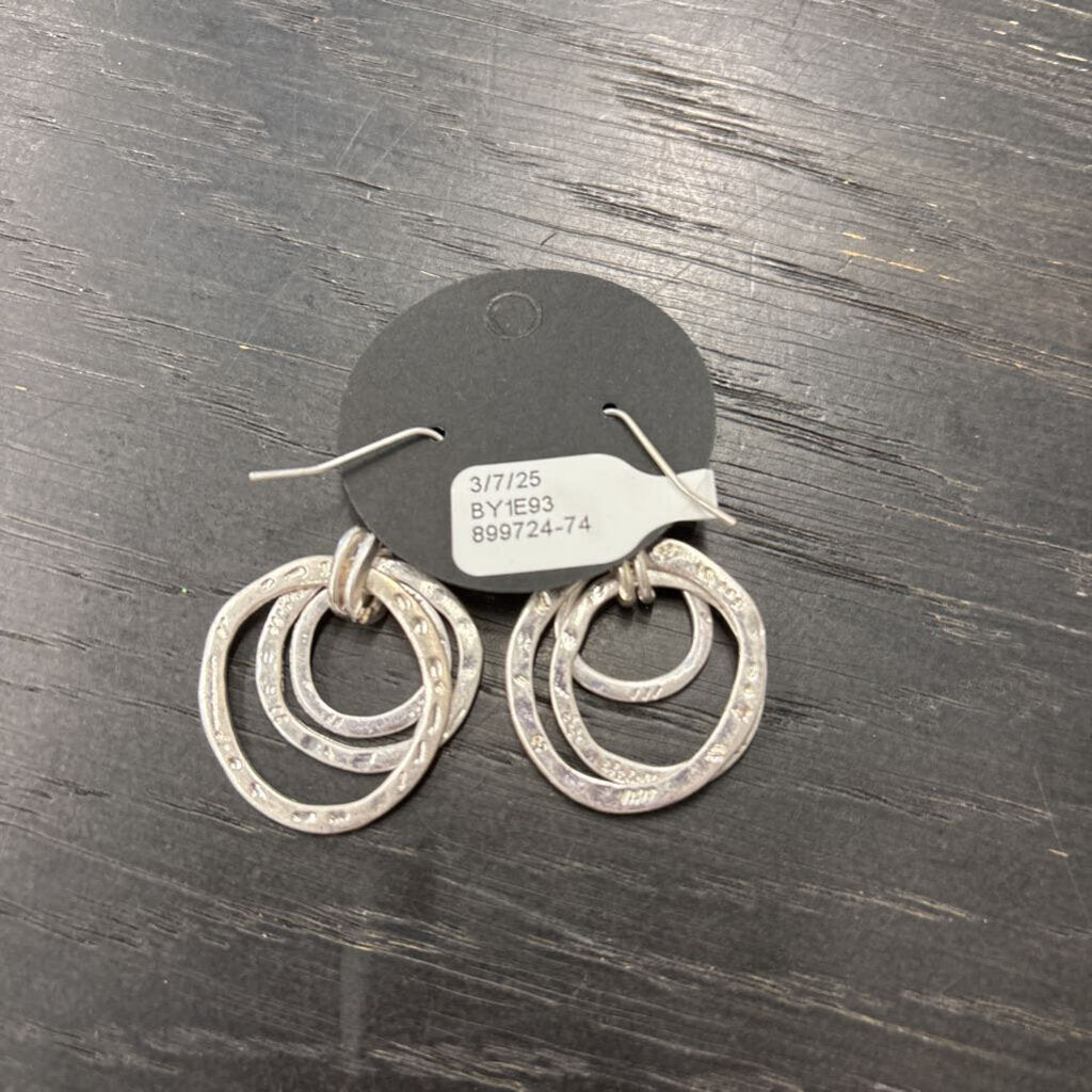 Silver Layered Circle Drop Earrings