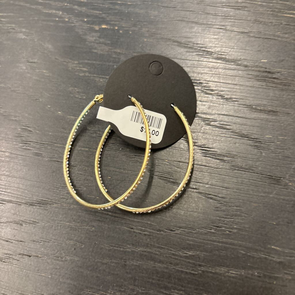 Gold/ Dainty Rhinestone Hoop Earrings