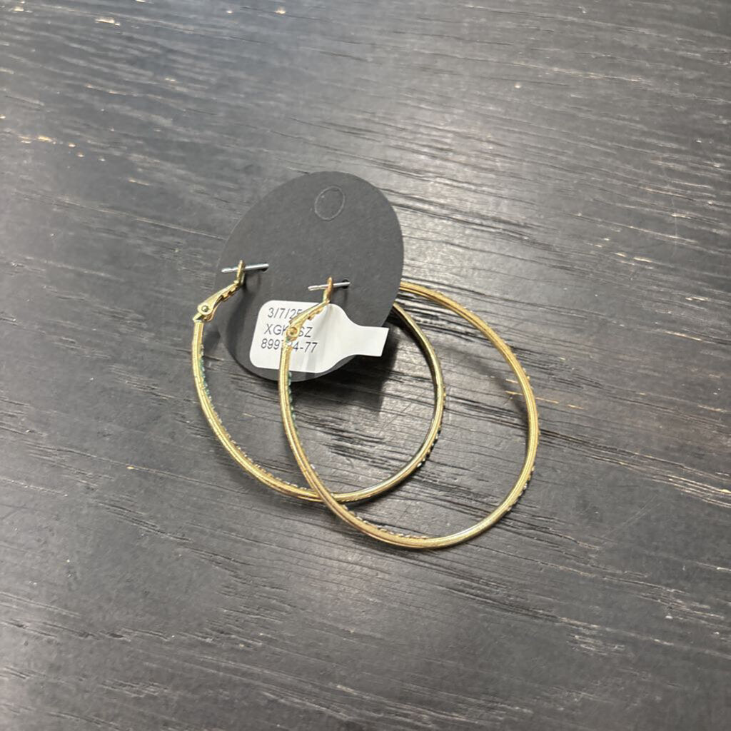 Gold/ Dainty Rhinestone Hoop Earrings