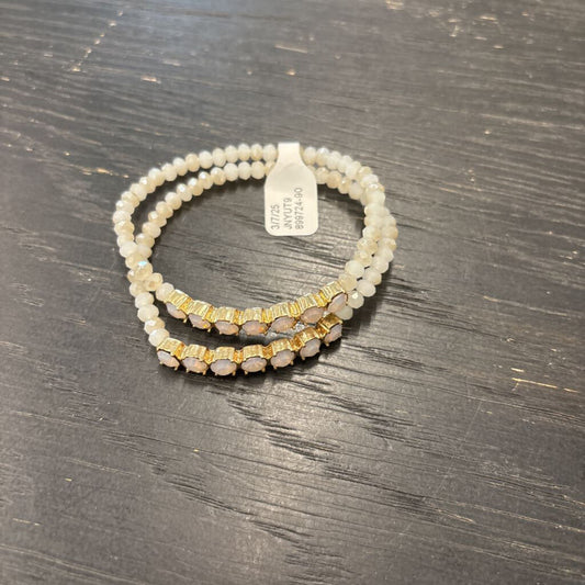 Set of 2 White/ Opal Beaded Bracelets