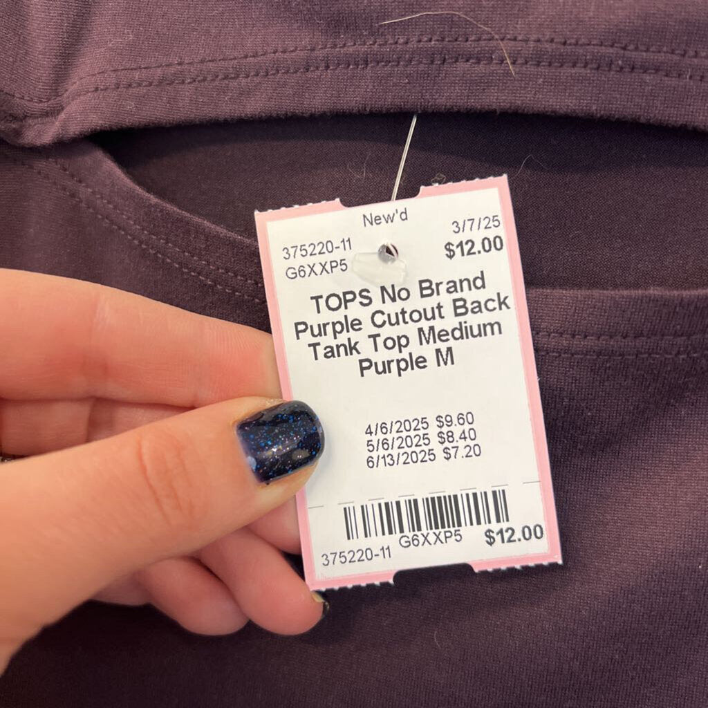 Purple Cutout Back Tank Top Medium