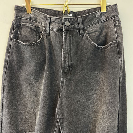JBD Black Denim Wide Leg Distressed Jeans 28