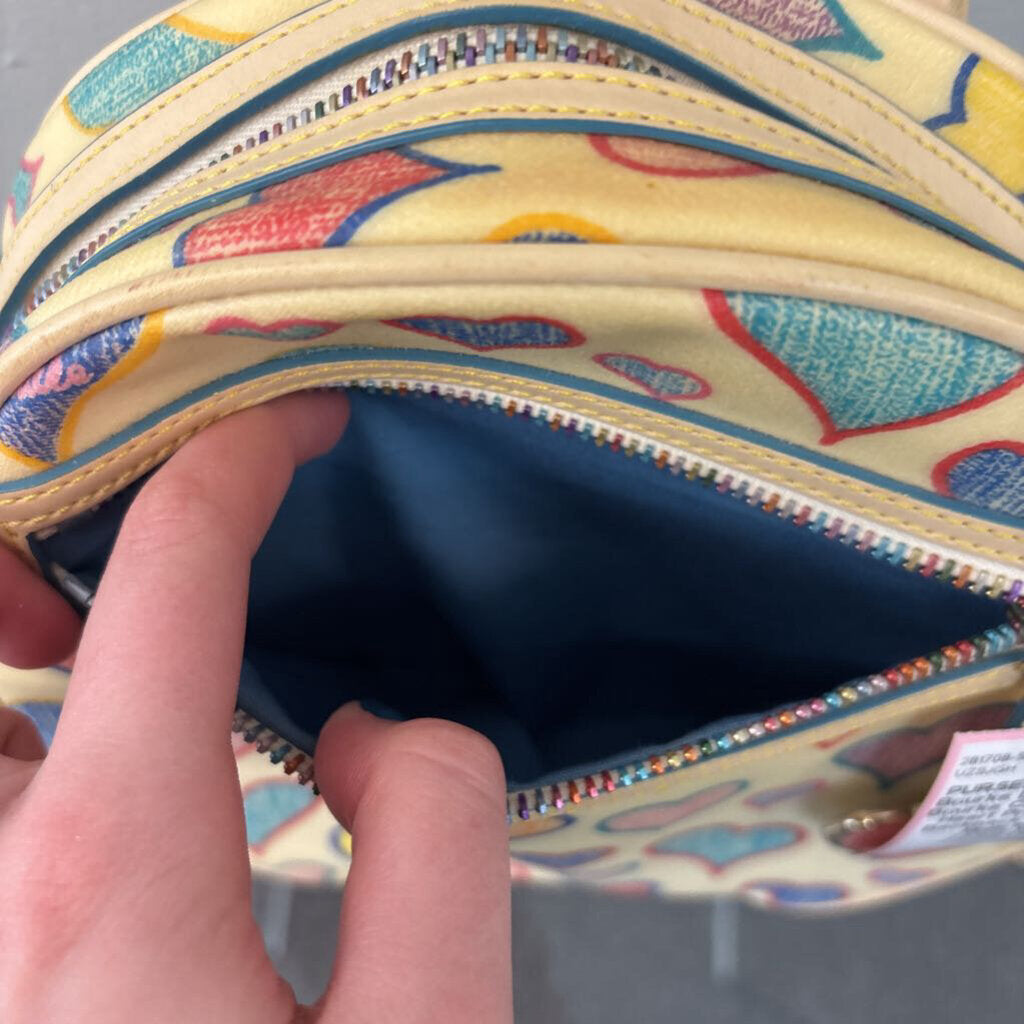 Dooney and Bourke Cream/ Multi Heart Print Small Backpack