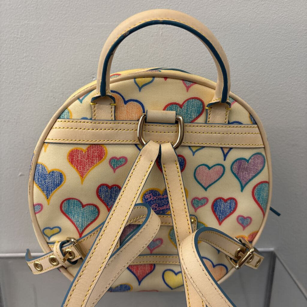 Dooney and Bourke Cream/ Multi Heart Print Small Backpack
