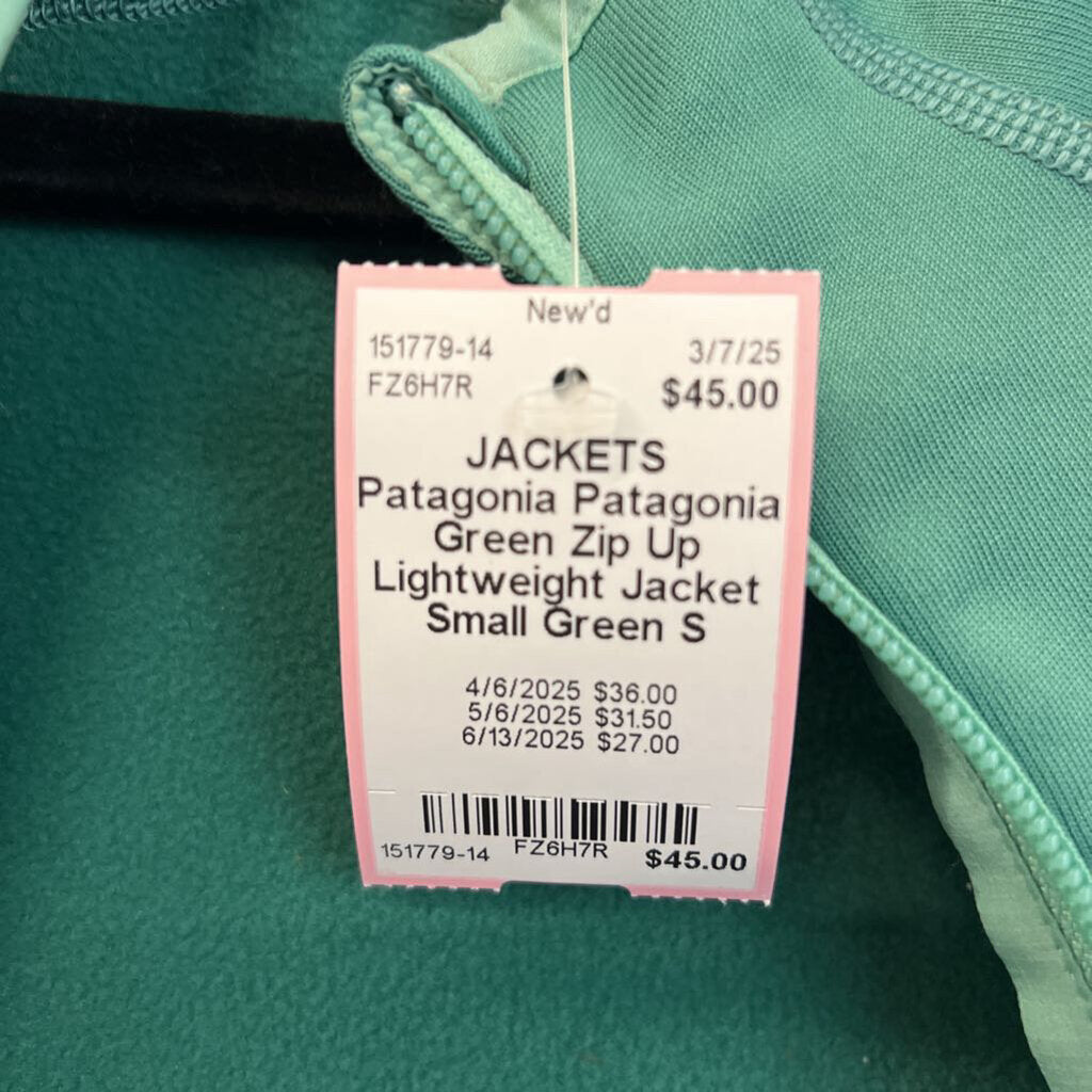 Patagonia Green Zip Up Lightweight Jacket Small