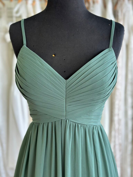 Azazie V-Neck Chiffon Dress With Slit 8