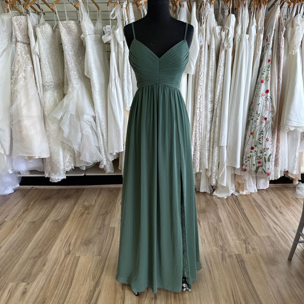 Azazie V-Neck Chiffon Dress With Slit 8