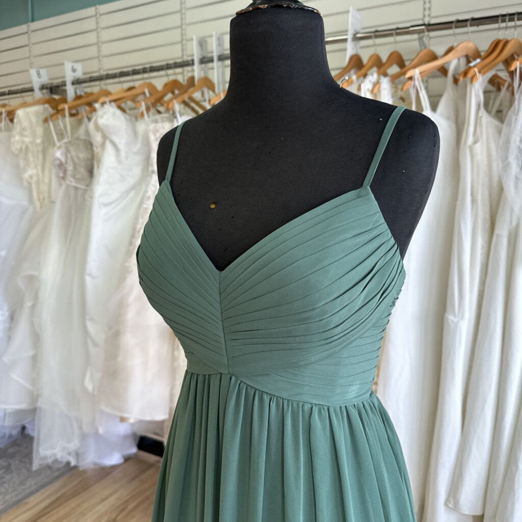 Azazie V-Neck Chiffon Dress With Slit 8