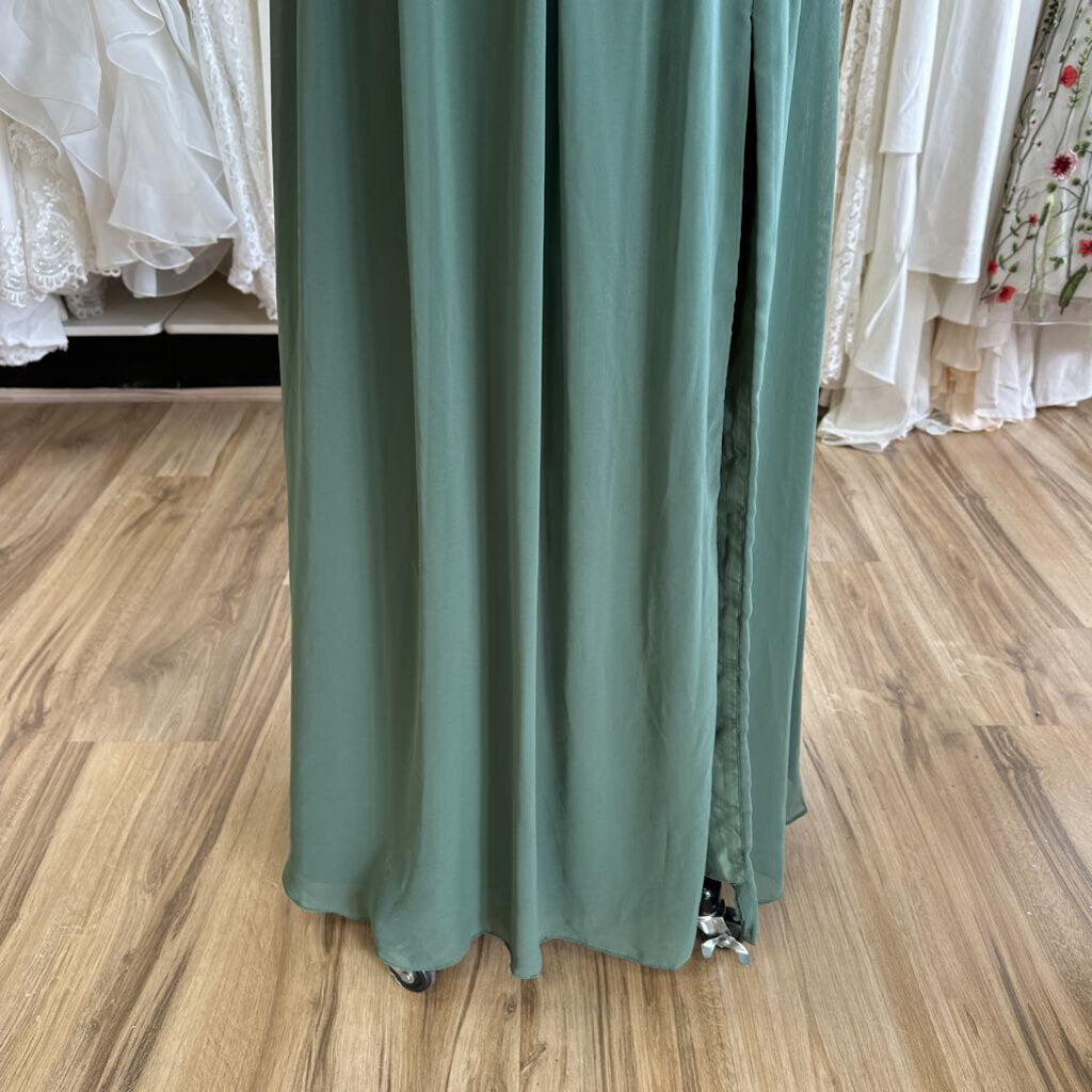 Azazie V-Neck Chiffon Dress With Slit 8