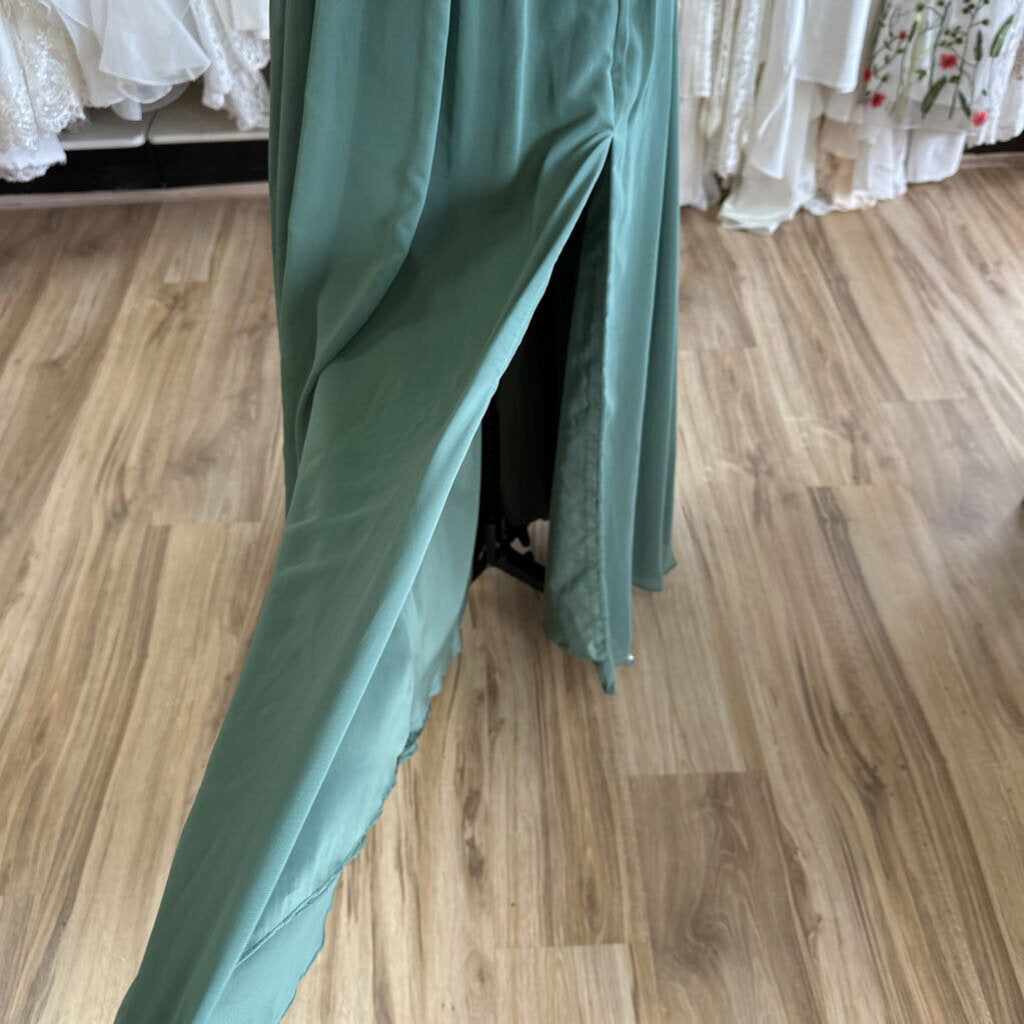 Azazie V-Neck Chiffon Dress With Slit 8