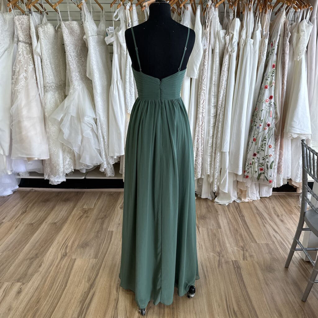 Azazie V-Neck Chiffon Dress With Slit 8