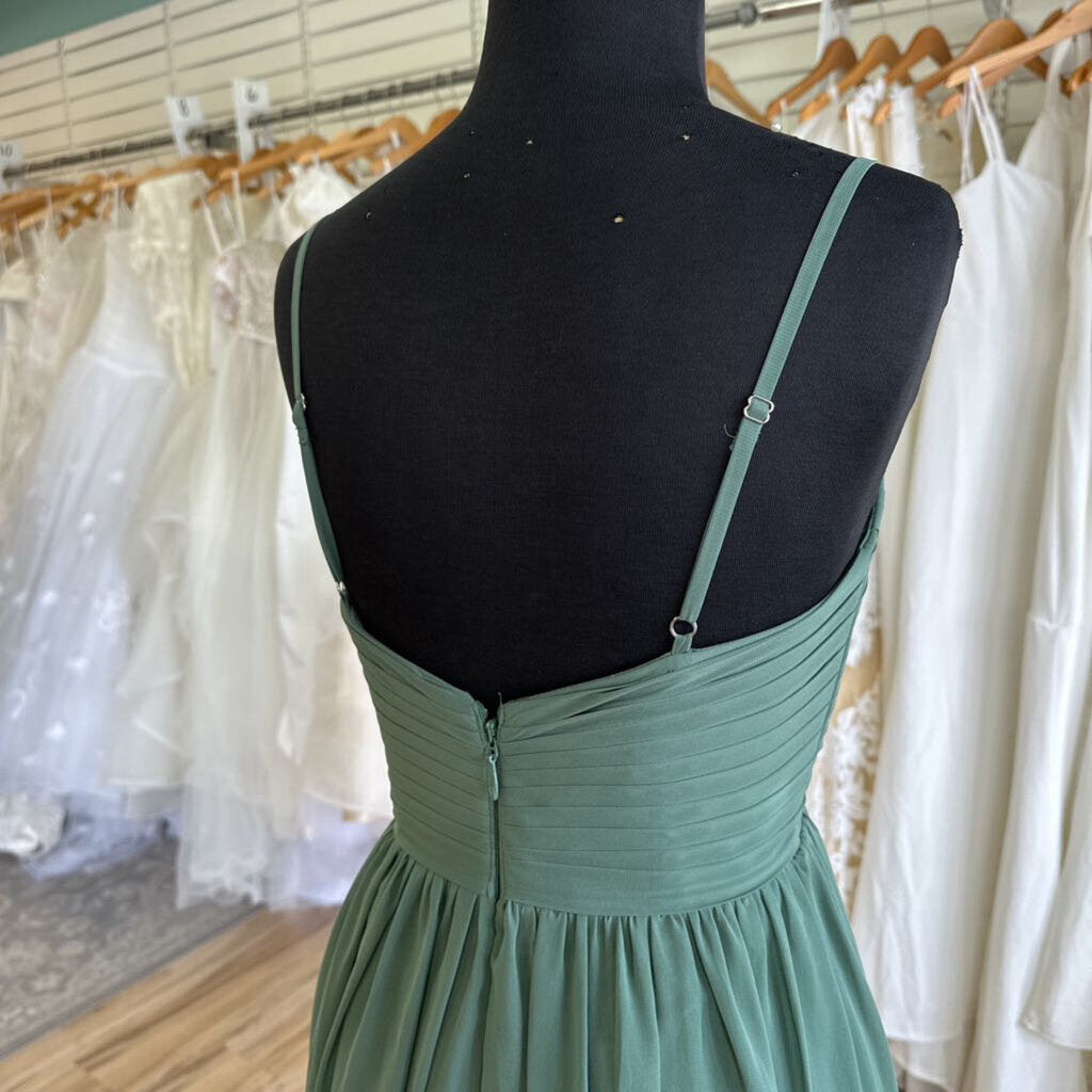 Azazie V-Neck Chiffon Dress With Slit 8