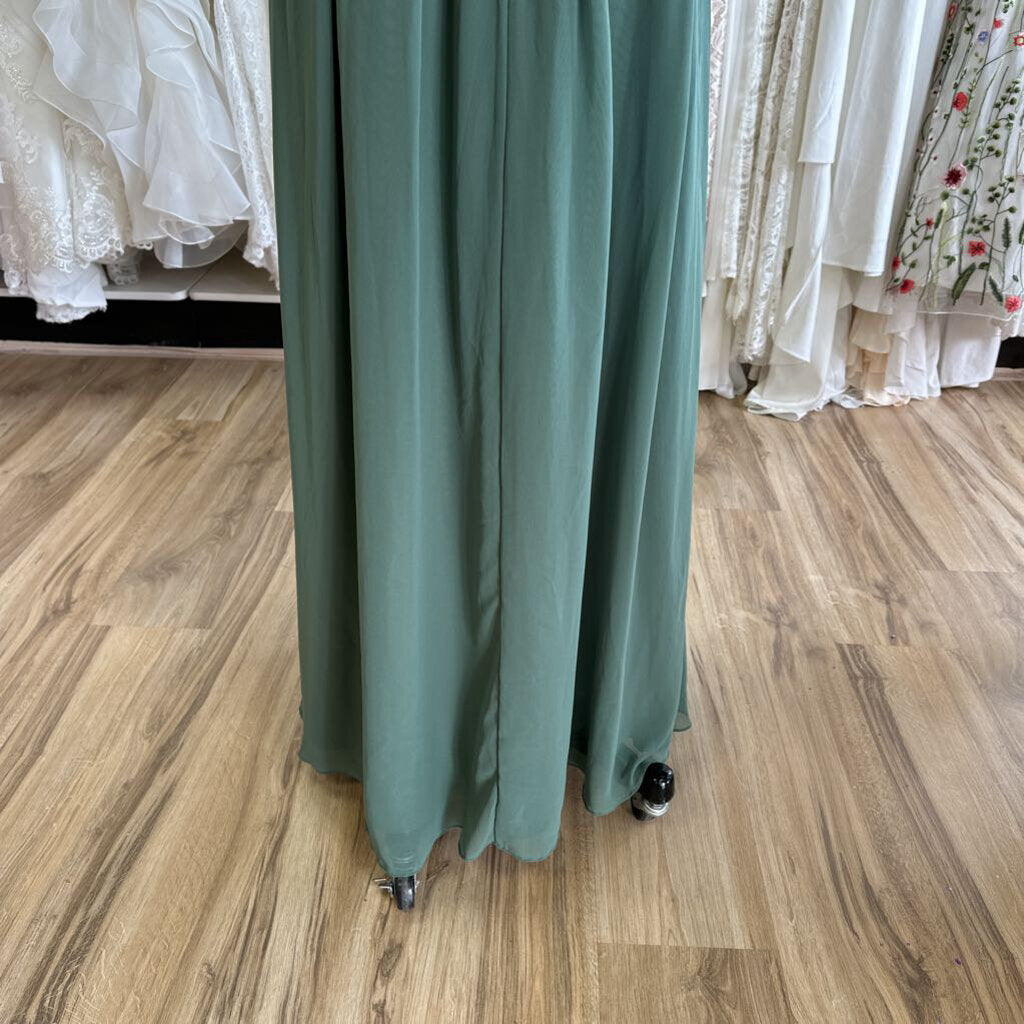 Azazie V-Neck Chiffon Dress With Slit 8