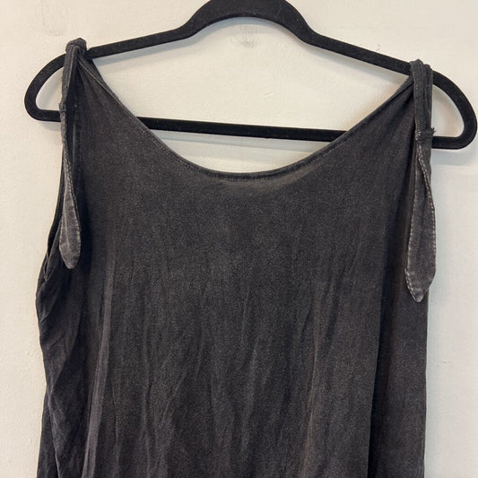 POL Black Tie Strap Lace Edge Tank Top Large
