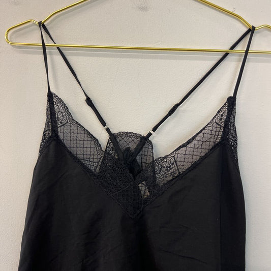 Love Stitch Black Lace Edge V Neck Tank Top Large