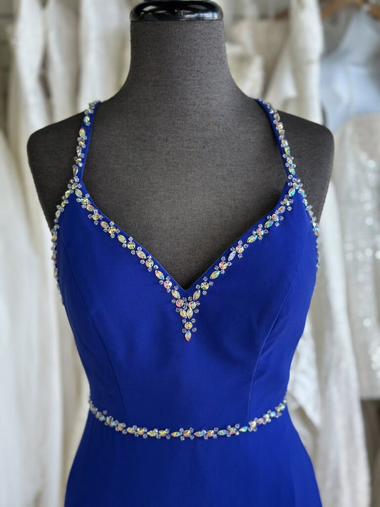 Royal Blue Chiffon Long Flowy Formal 5
