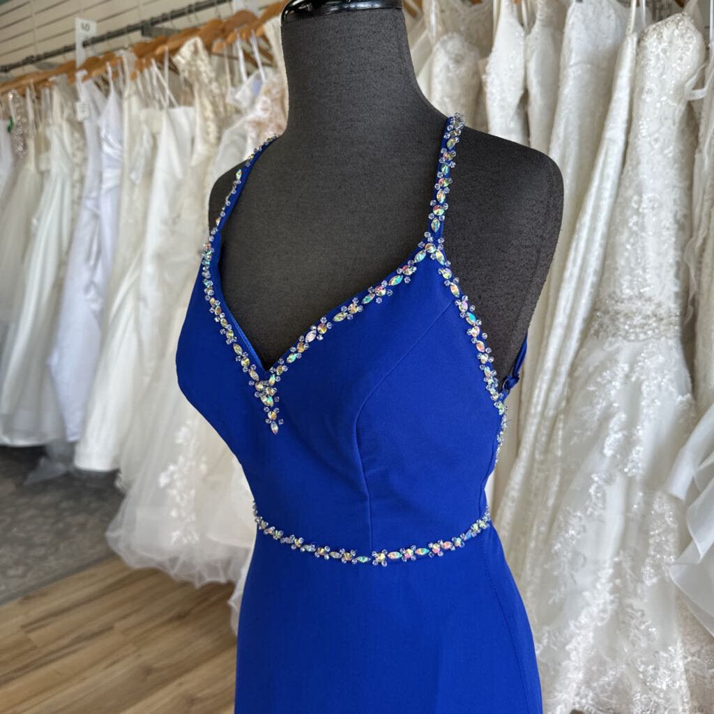 Royal Blue Chiffon Long Flowy Formal 5