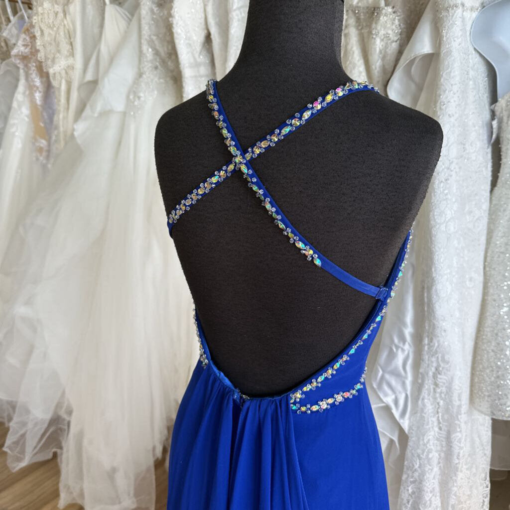 Royal Blue Chiffon Long Flowy Formal 5