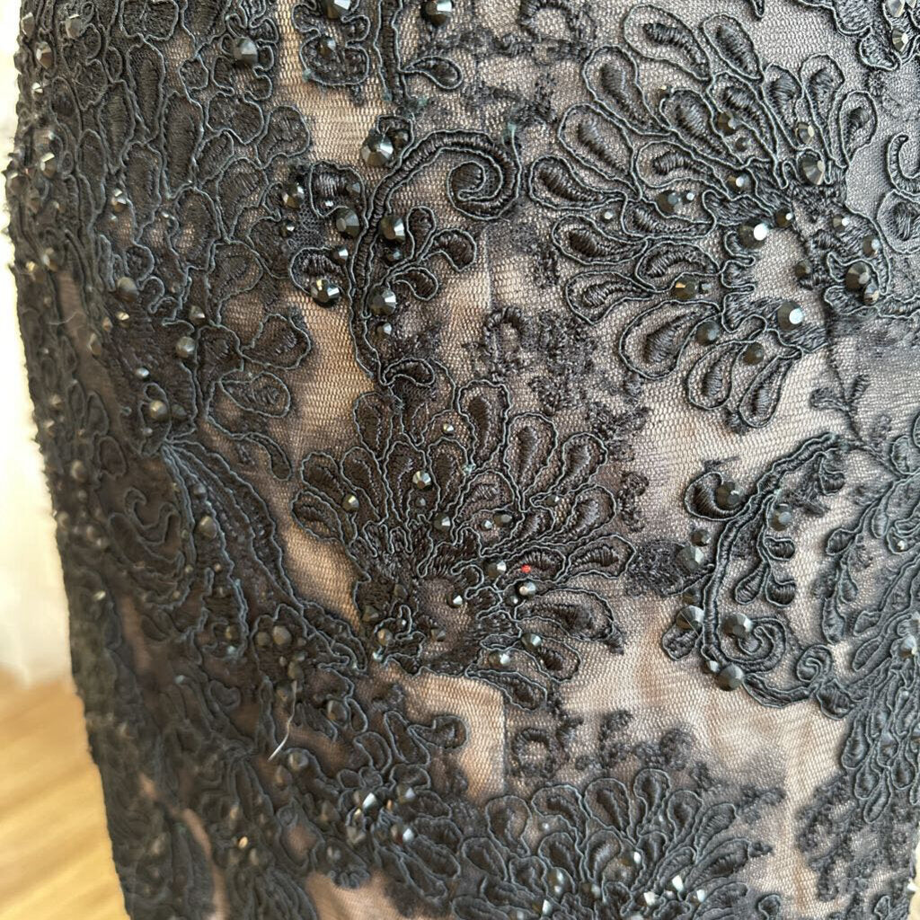 Black Lace Strapless Mermaid Long Formal 2