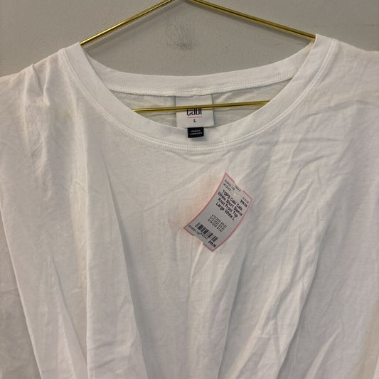 Cabi White Short Sleeve Knot Front Top Large