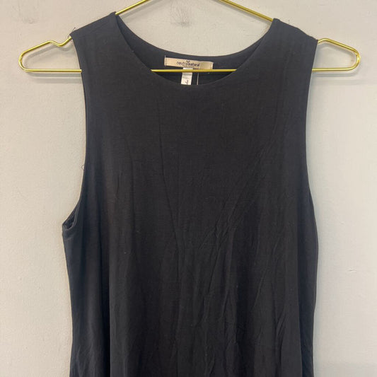Neutral Natural Black Tank Midi Dress Large