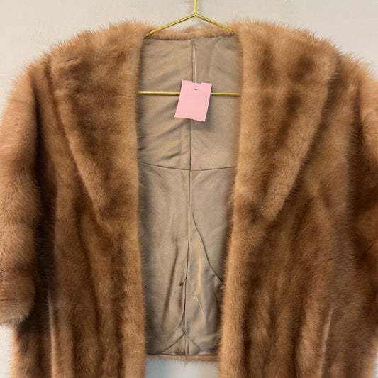 Brown Fur Wrap Cape Jacket One Size