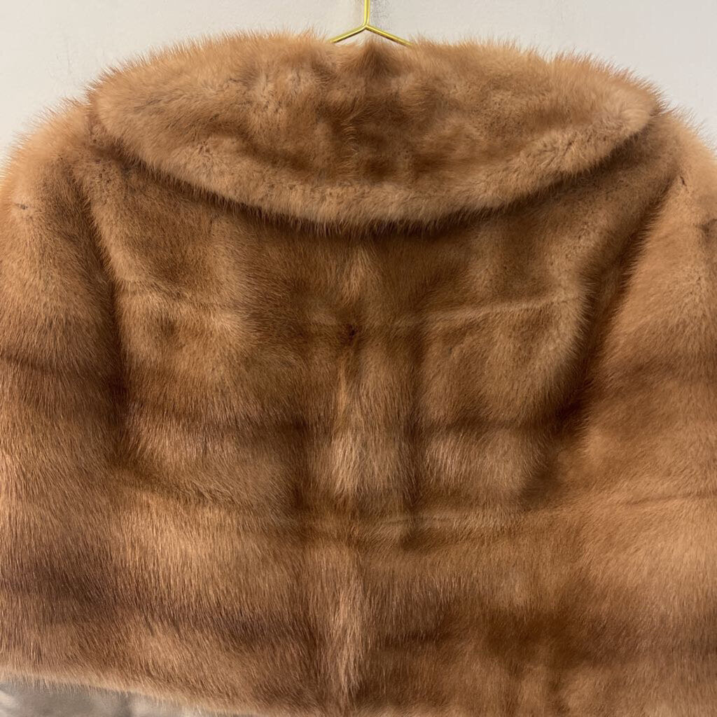 Brown Fur Wrap Cape Jacket One Size
