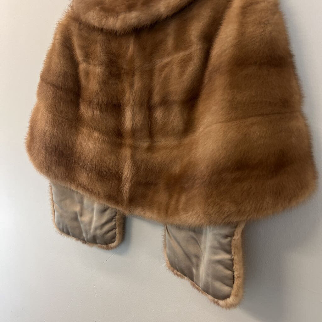 Brown Fur Wrap Cape Jacket One Size