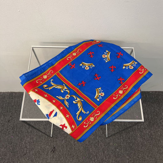 Blue/ Red/ Gold Print Scarf