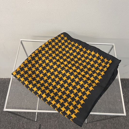 Black/ Brown Houndstooth Square Scarf