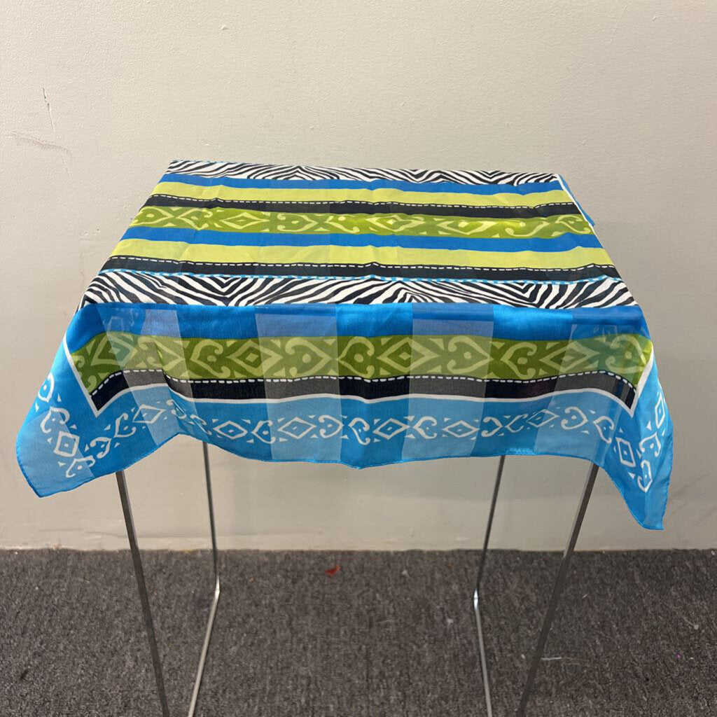 Blue/ Green Print Square Scarf
