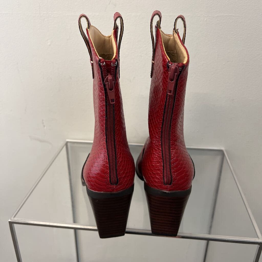 Oasis Society The Tara Red Snakeskin Short Western Boots 9