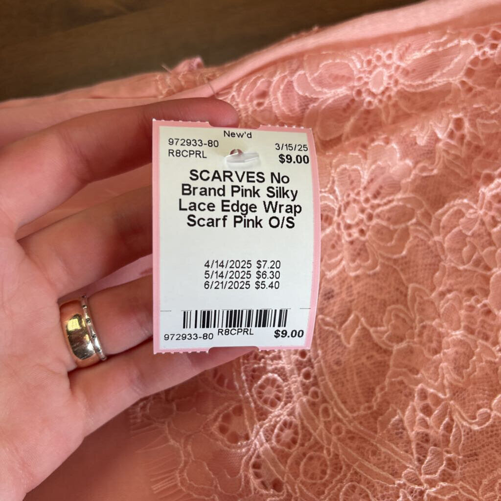 Pink Silky Lace Edge Wrap Scarf