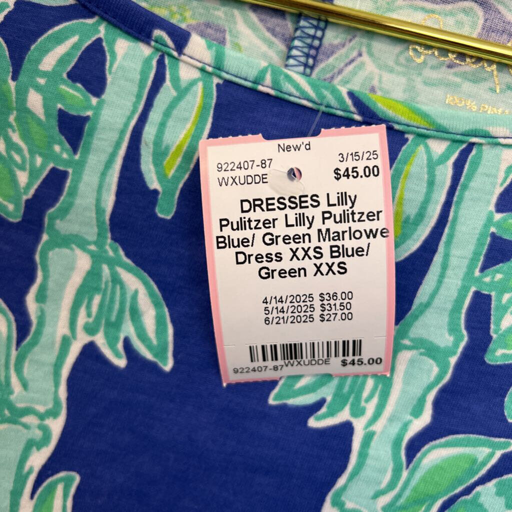 Lilly Pulitzer Blue/ Green Marlowe Dress XXS