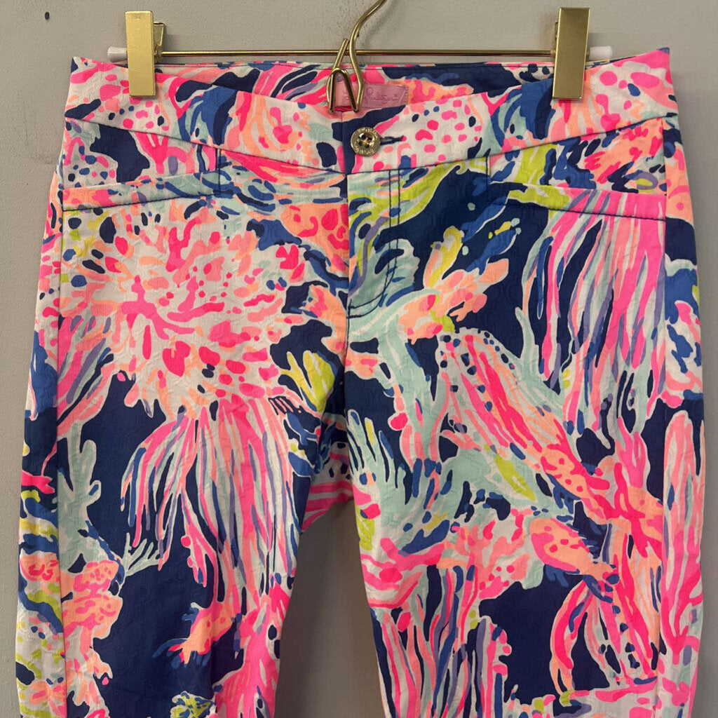 Lilly Pulitzer Blue/ Pink/ Multi Print Straight Leg Pants 0