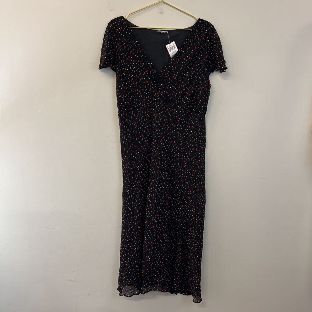 Black/ Red Dot Short Sleeve Midi Dress Extra Large