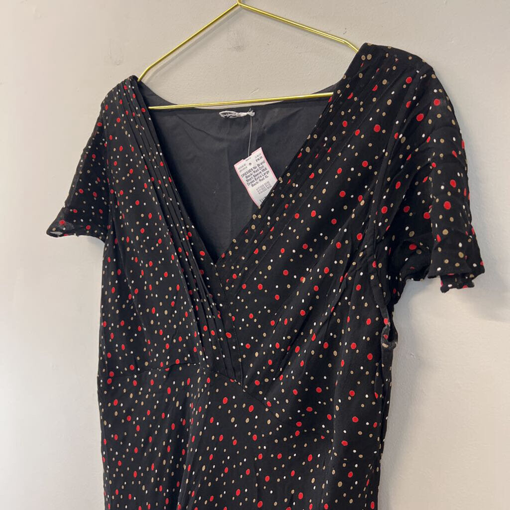 Black/ Red Dot Short Sleeve Midi Dress Extra Large