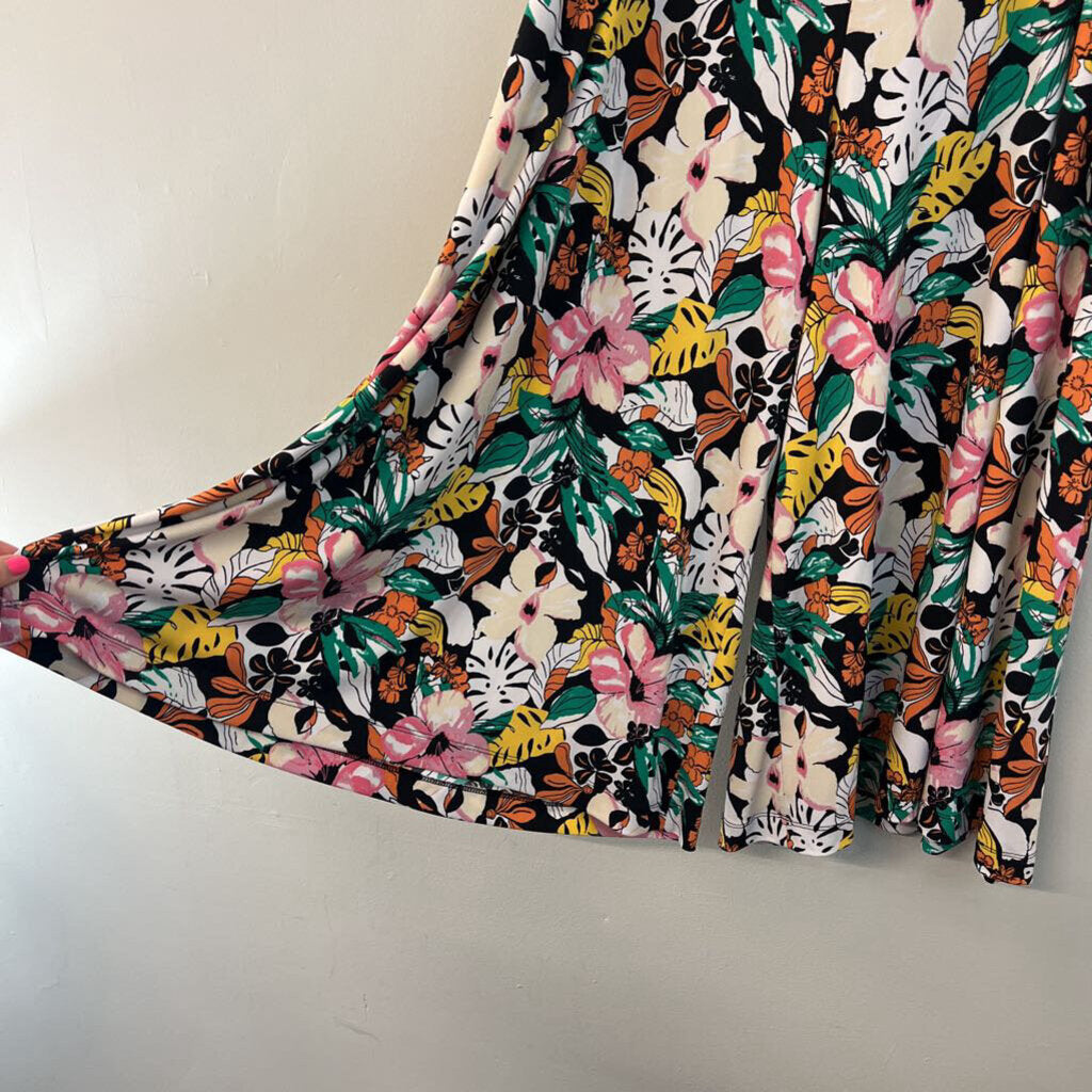 Lane Bryant Black/ Multi Tropical Print Wide Leg Pants 4XL