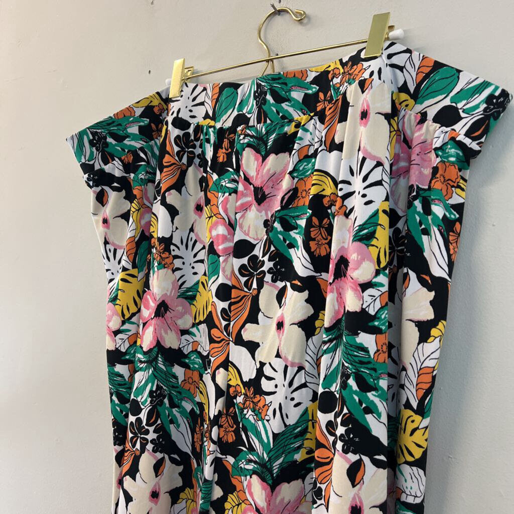 Lane Bryant Black/ Multi Tropical Print Wide Leg Pants 4XL